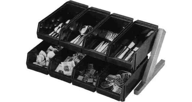 IMPA 170273 — Cutlery bench stand pp 9 boxes, 3 tiers 430x550x350mm