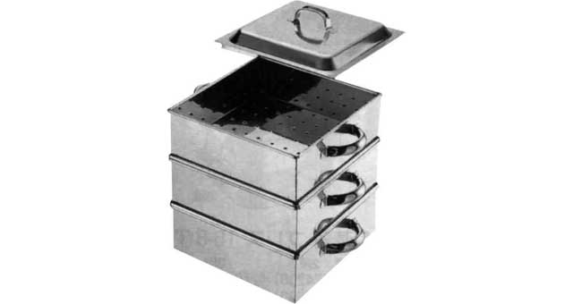 IMPA 173706 — Food steamer chinese s.steel, 3 tiers with lid 390mmx390mm