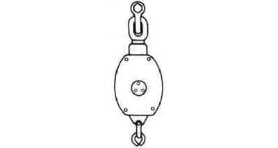 IMPA 231722 — Block wooden w/shackle sd22 &, becket f3426-w3bs triple 200mm