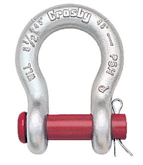 IMPA 234207 — Shackle bow type forged crosby, round pin g-213 galv 3/4"