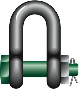 IMPA 234530 — Shackle dee w/safety bolt galv, green pin g-4153 45mm 25ton 