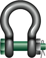 IMPA 234564 — Shackle bow w/safety bolt galv, green pin g-4163 11mm 1.5ton 