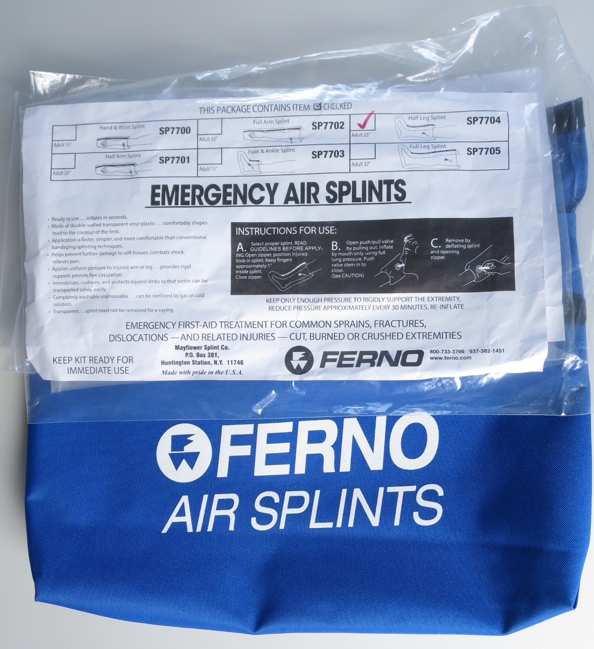 IMPA 391379 — Splint leg inflatable, assorted sizes 6's