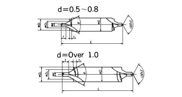 IMPA 630587 — Drill center c-type, 6.3mm drill diam 90deg