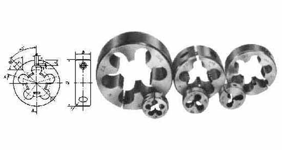 IMPA 631941 — Die round adj whitworth coarse, w1/2x12txod38mm carbon steel