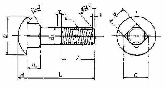 IMPA 691001 — Bolt cap head square neck, with further detail