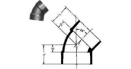 IMPA 732801 — Elbow pvc 45deg for drain, size 30