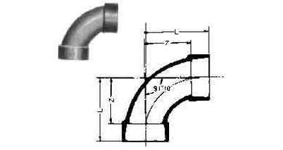 IMPA 732824 — Elbow pvc 90deg long radius, for drain size 65