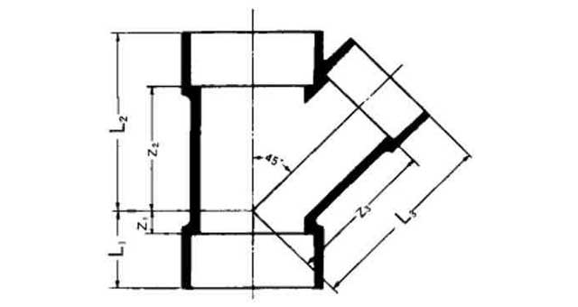 IMPA 732835 — Y-piece pvc 45deg for drain, size 75