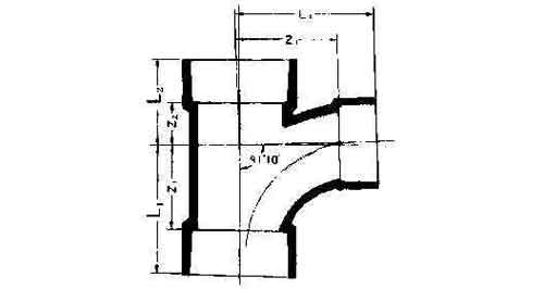IMPA 732906 — Y-piece reducing pvc 90deg, long radius f/drain size 75x40