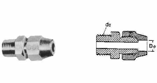 IMPA 733601 — Half union flared brass, straight thread 6mm x pf1/8
