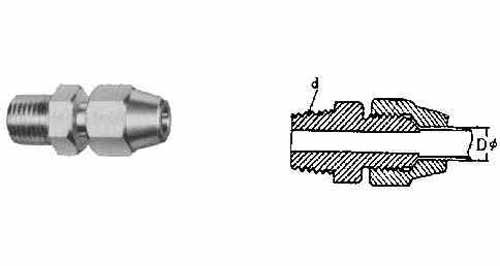 IMPA 733652 — Half union flared brass, taper thread 1/2" x pt3/8