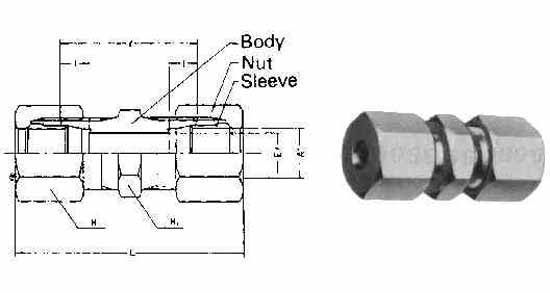 IMPA 734021 — Union flareless brass, 4mmxpf1/8