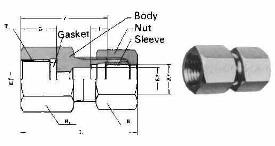 IMPA 734033 — Coupling female flareless, brass 6mmxpt1/4
