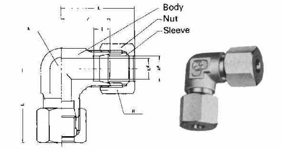 IMPA 734074 — Union elbow flareless brass, 10mmxpf3/8