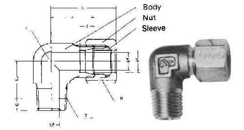 IMPA 734087 — Elbow male flareless brass, 10mmxpt3/8