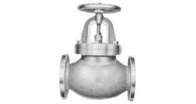 IMPA 751104 — Globe valve screw down check, c-iron flanged f7353 5kg-100mm