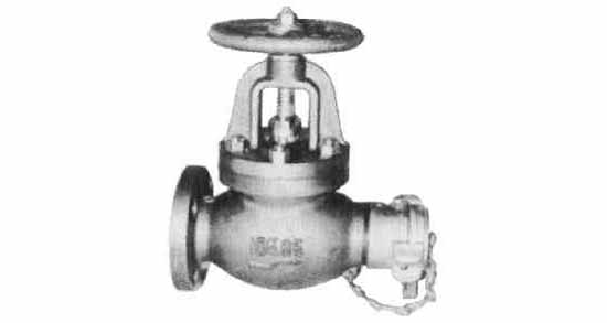 IMPA 751731 — Globe hose valve cast-iron, flange&coupling f7333 5kg-50mm
