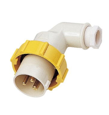 IMPA 792755 — Plug angle watertight iec, 2p+e ac100-130v yellow pi2-2b1