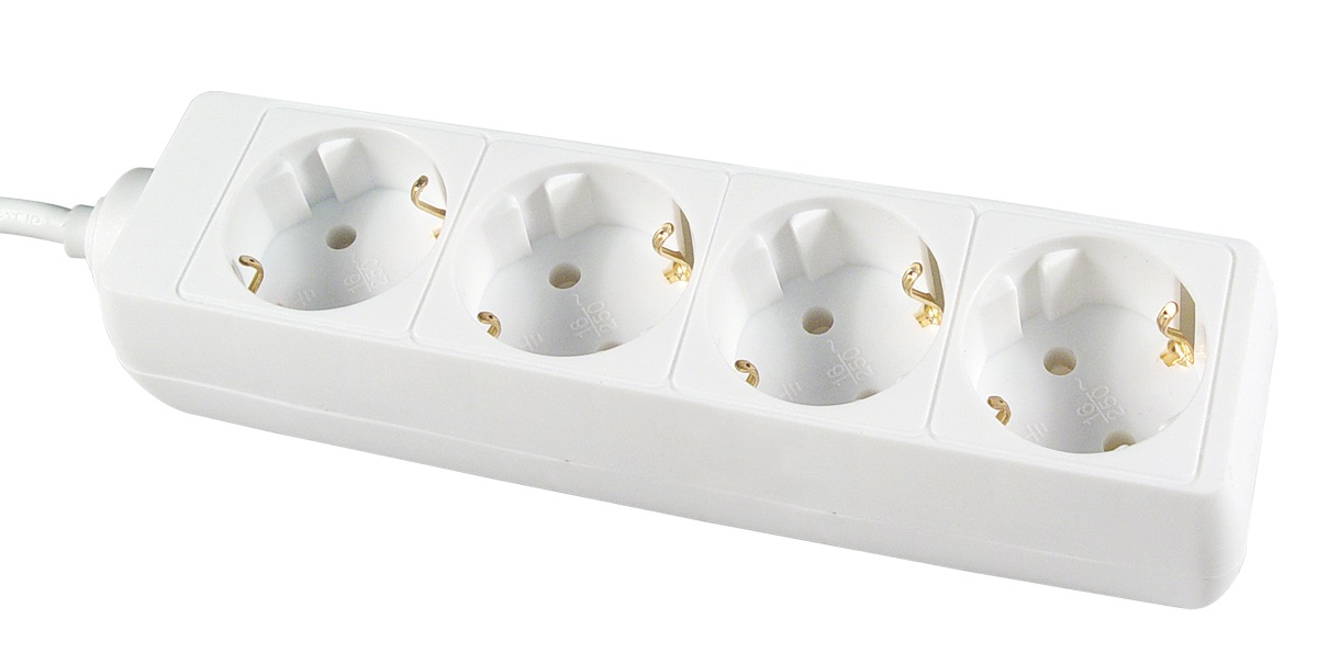 IMPA 792969 — Receptacle 4ways european plug, 2 round pins w/7mtr cord
