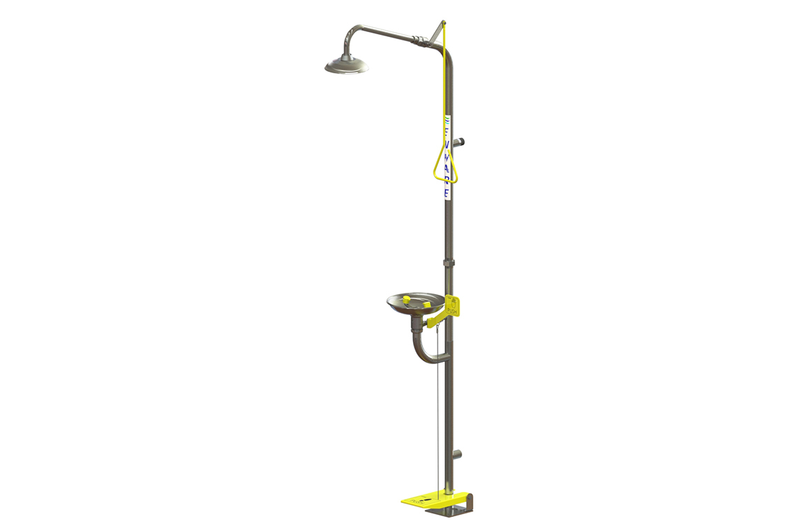 Enware Emergency Stainless Steel Combination Shower Hand/Foot Operated Eye Wash