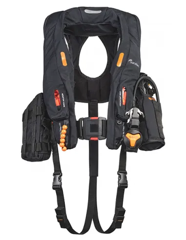 Halo Aircrew lifejacket - single chamber with EBS pocket (left) and accessory pocket (right)
