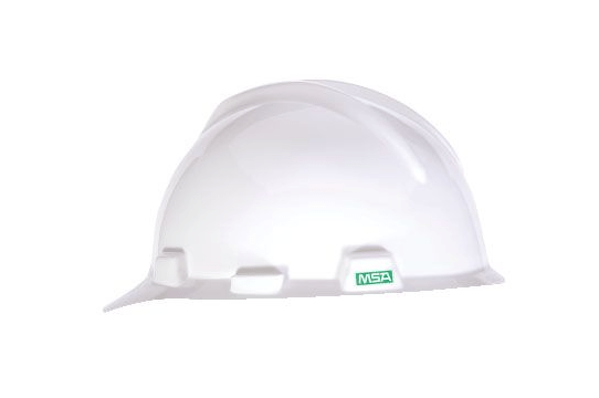 MSA V-Gard Slotted Cap, White, W/Fas-Trac III Suspension