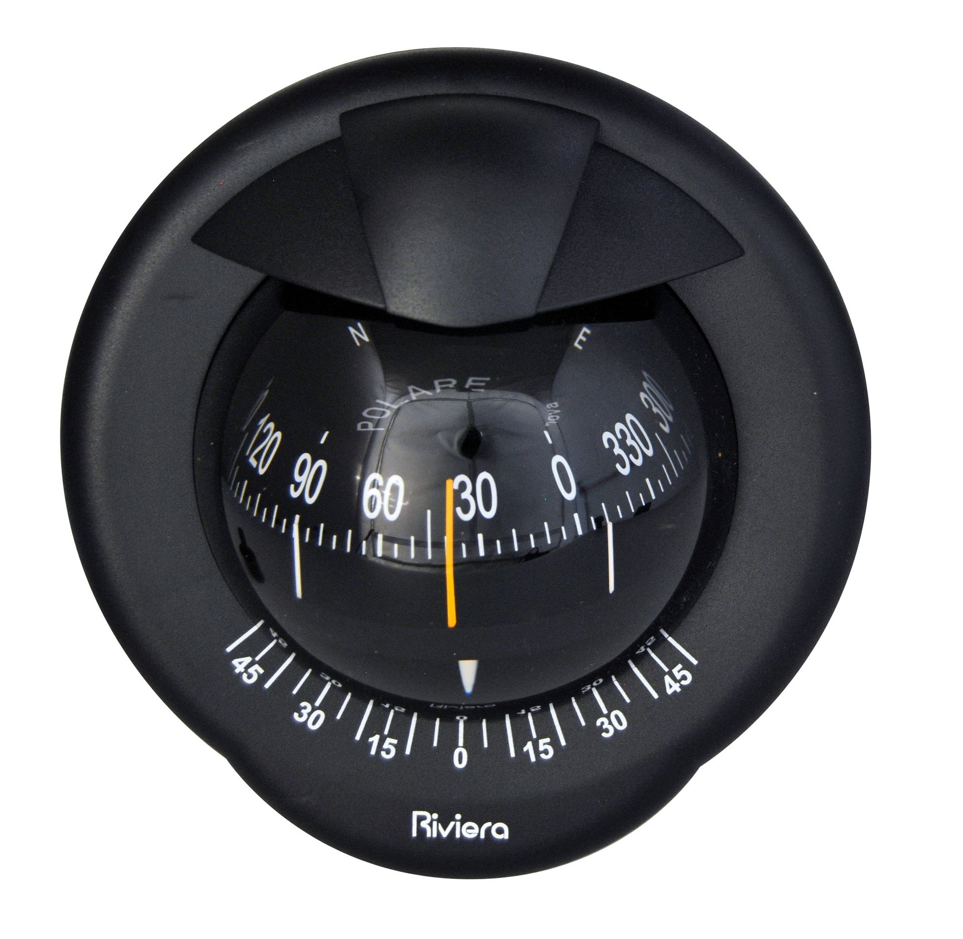 Riviera Bulkhead Mount Compass Horizontal Placement Black
