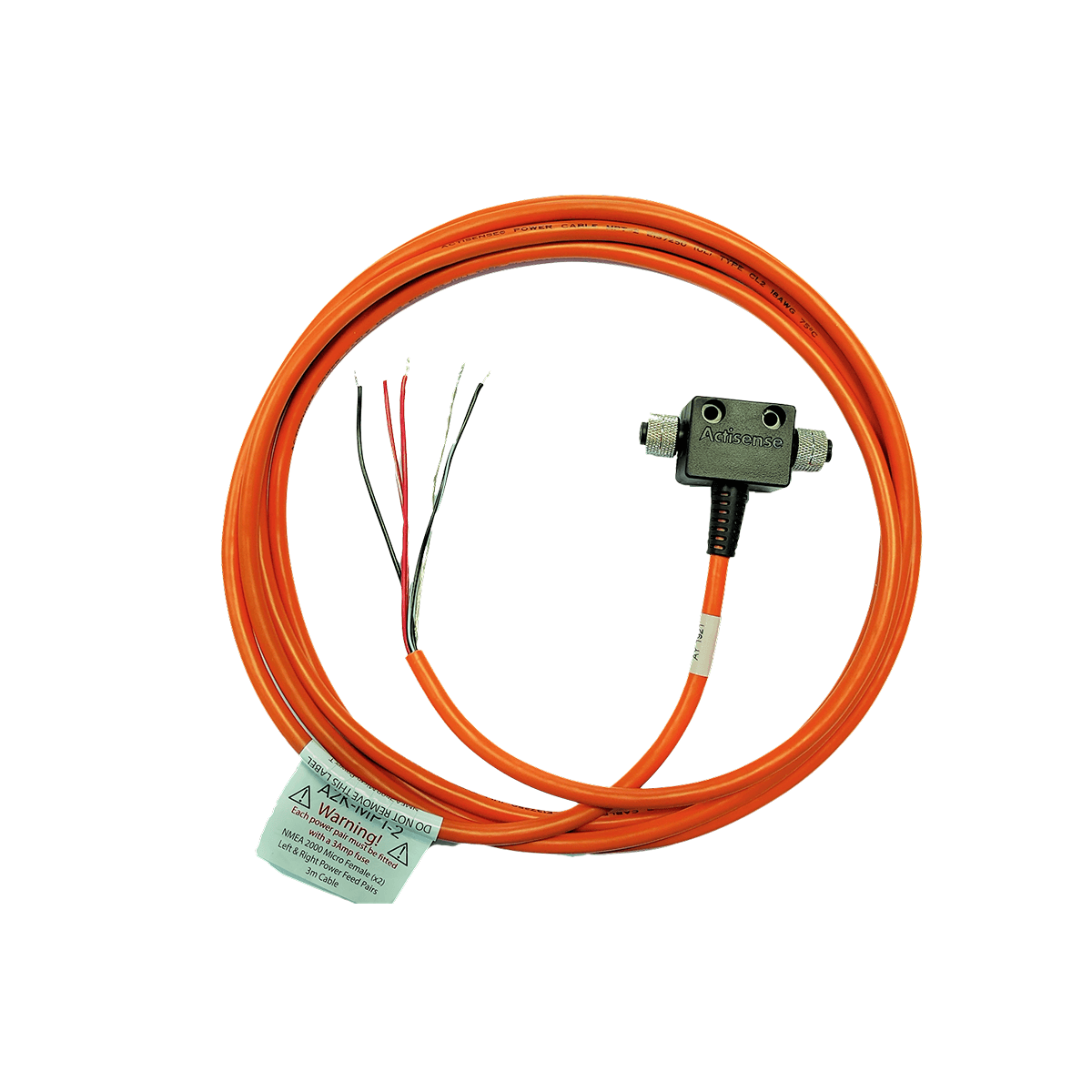 Actisense Micro female connectors, 3 metre UL certified cable, left and right power feed pairs