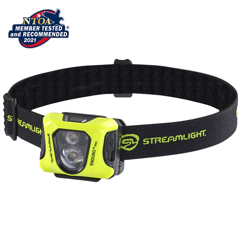 Streamlight Enduro Pro USB - Includes USB cord, elastic head strap, rubber hard hat strap, 3M® Dual Lock® - Box - Yellow