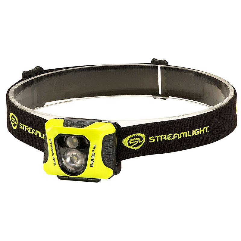 Streamlight Enduro Pro - White/Red LEDs - Includes (3) "AAA" Alkaline batteries, rubber hard hat strap, elastic head strap, 3M® Dual Lock® - Box - Yellow