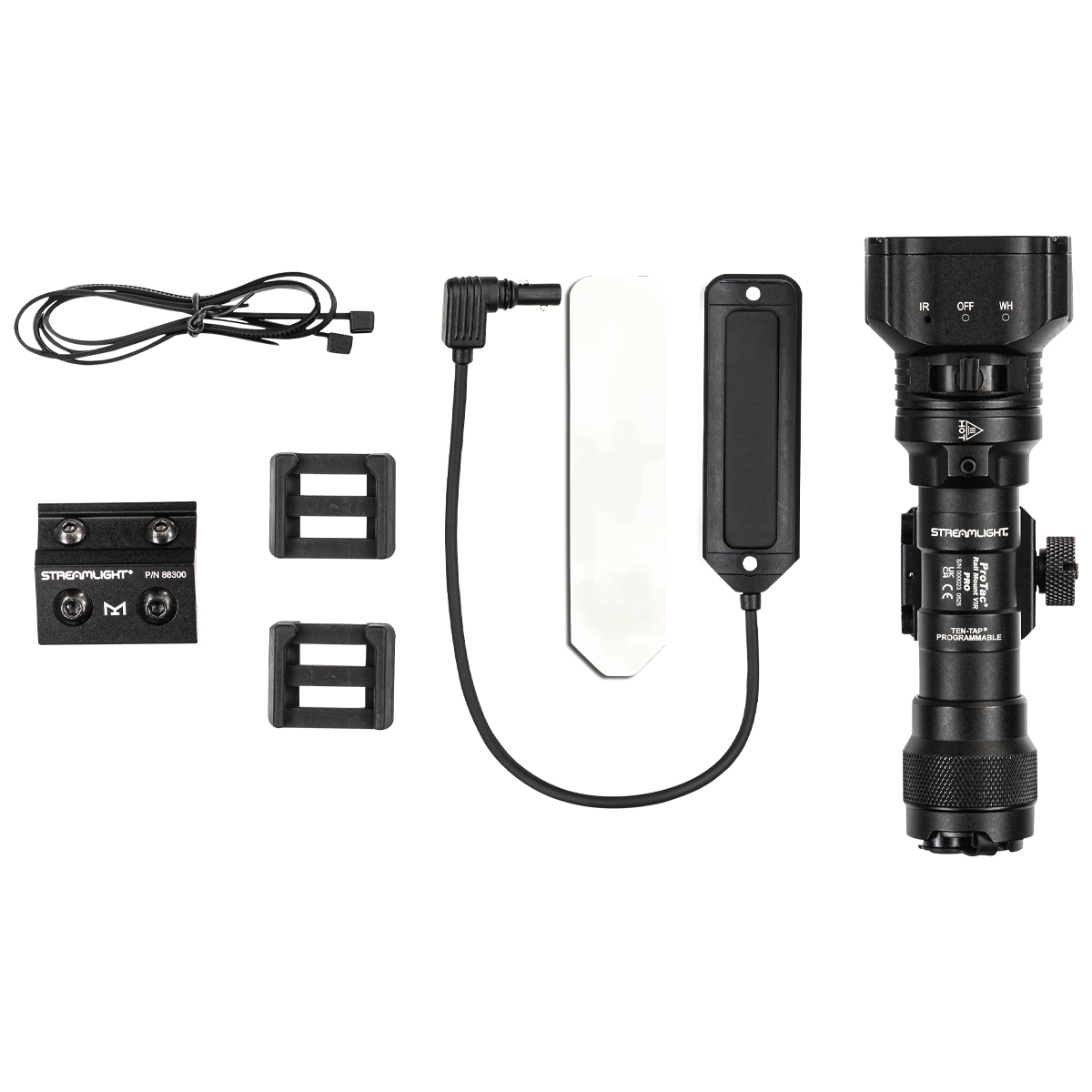 Streamlight ProTac Rail Mount VIR Pro - Includes Jack Cap®, M-LOK® Kit, momentary switch, hardware kit, 2.5 mm Allen Wrench and (2) CR123A lithium batteries - Black