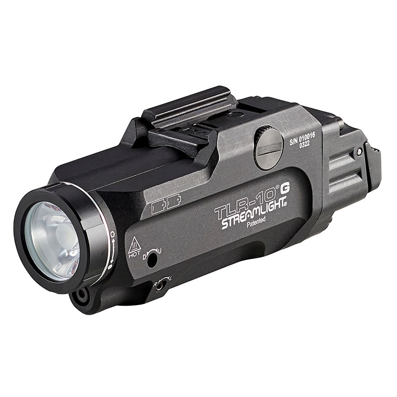 Streamlight TLR-10 G - Includes high switch (mounted), low switch, (2) CR123A lithium batteries and key kit - Black