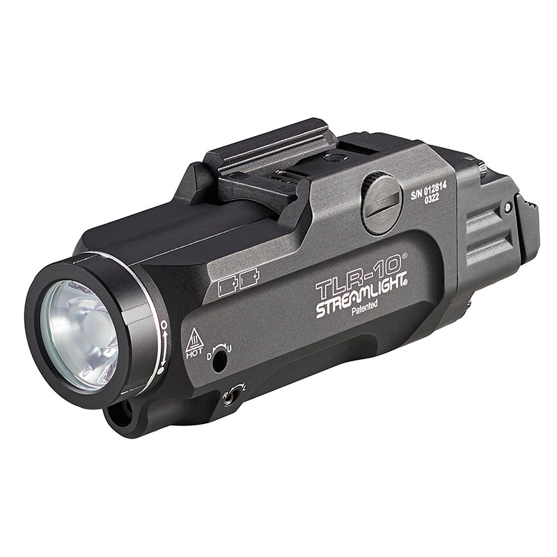 Streamlight TLR-10 - Includes high switch (mounted), low switch, (2) CR123A lithium batteries and key kit - Black